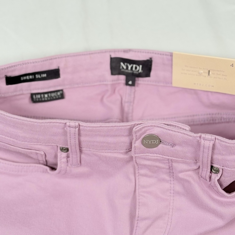 NYDJ Sheri Slim Jeans Denim Womens 4 Mauve Mist Purple Ankle Raw Hem Stretch - Picture 5 of 14